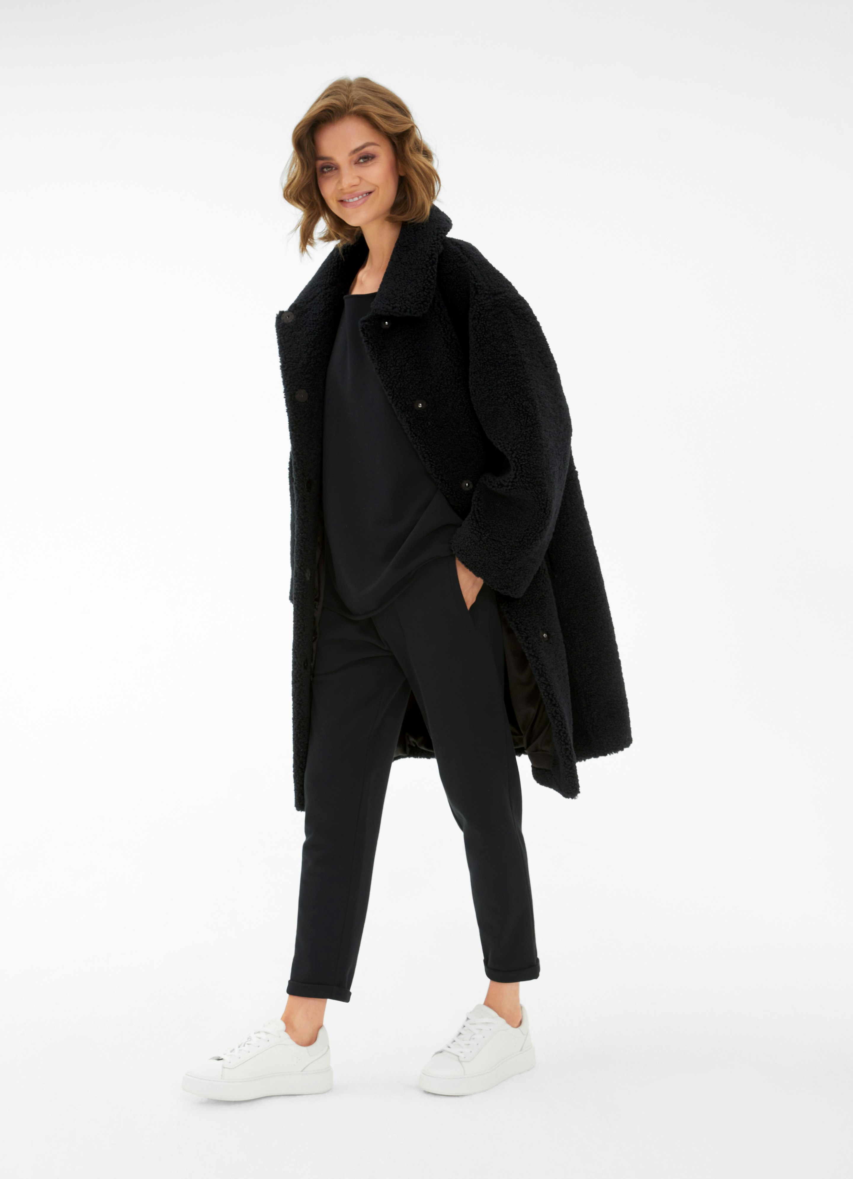 Black teddy coat clearance h&m