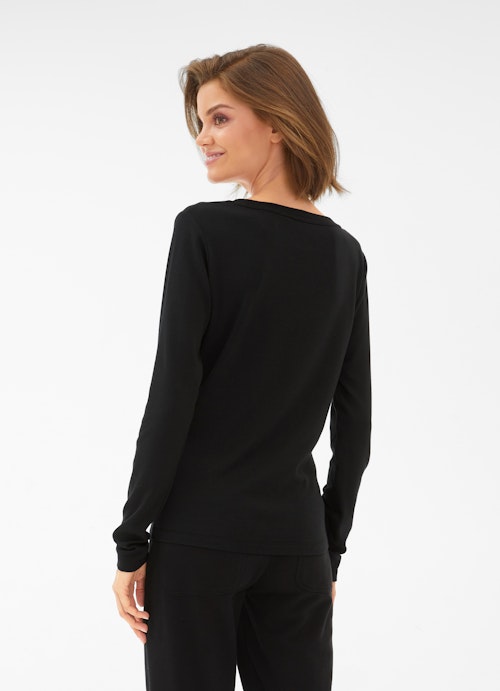 Slim Fit Long sleeve tops Jersey Modal - Longsleeve black