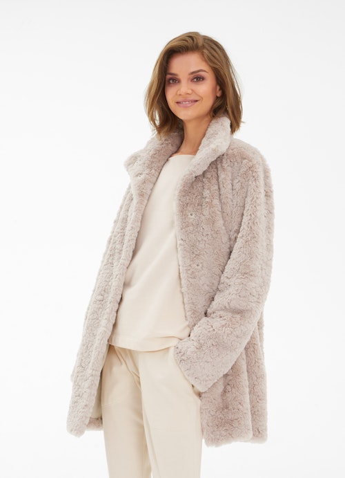 Regular Fit Coats Faux Fur - Coat light walnut