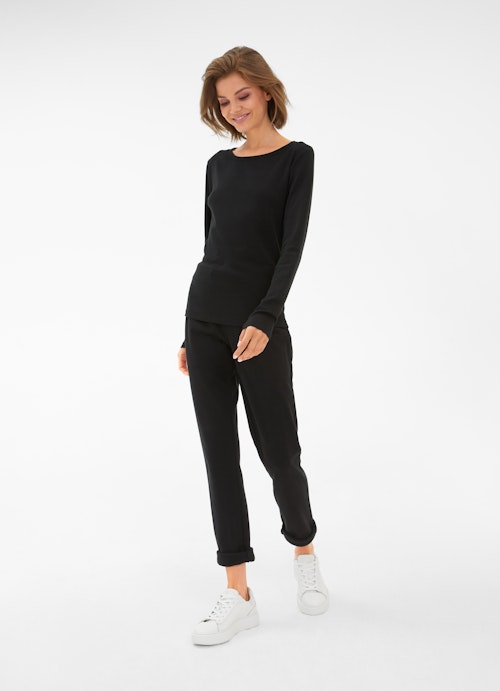 Slim Fit Long sleeve tops Jersey Modal - Longsleeve black