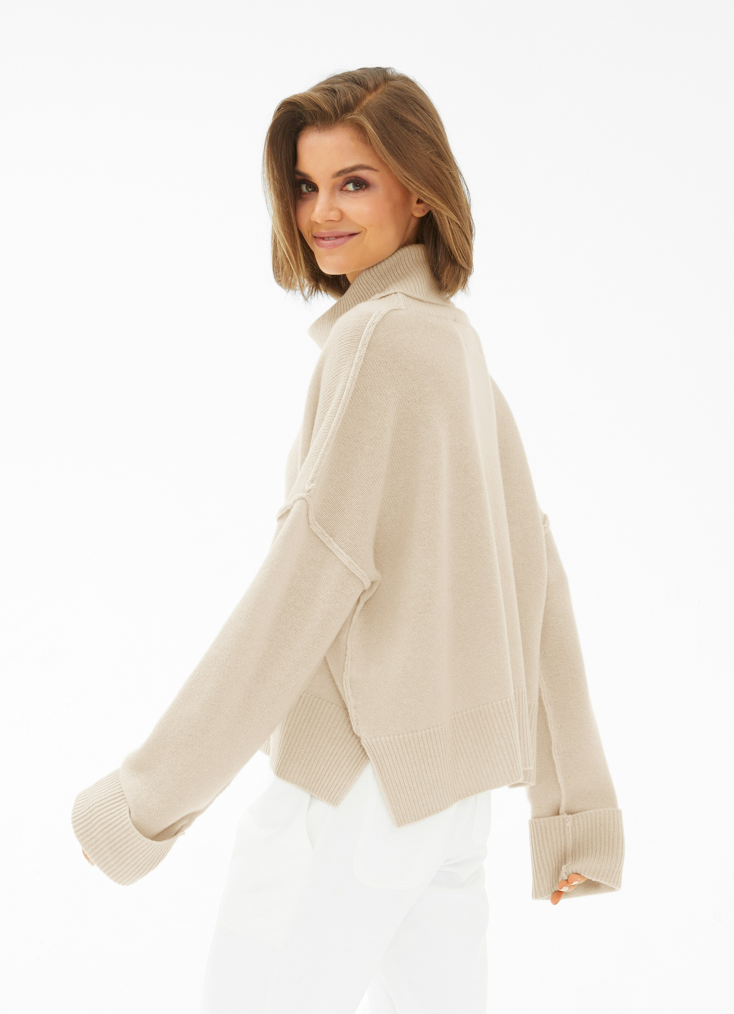 Beige Cashmere Blend Pullover Rosalie Buy Knitwear online at JUVIA