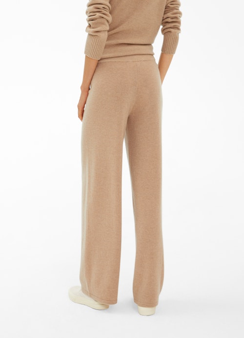 Wide Leg Hosen Cashmere Blend - Strickhose camel