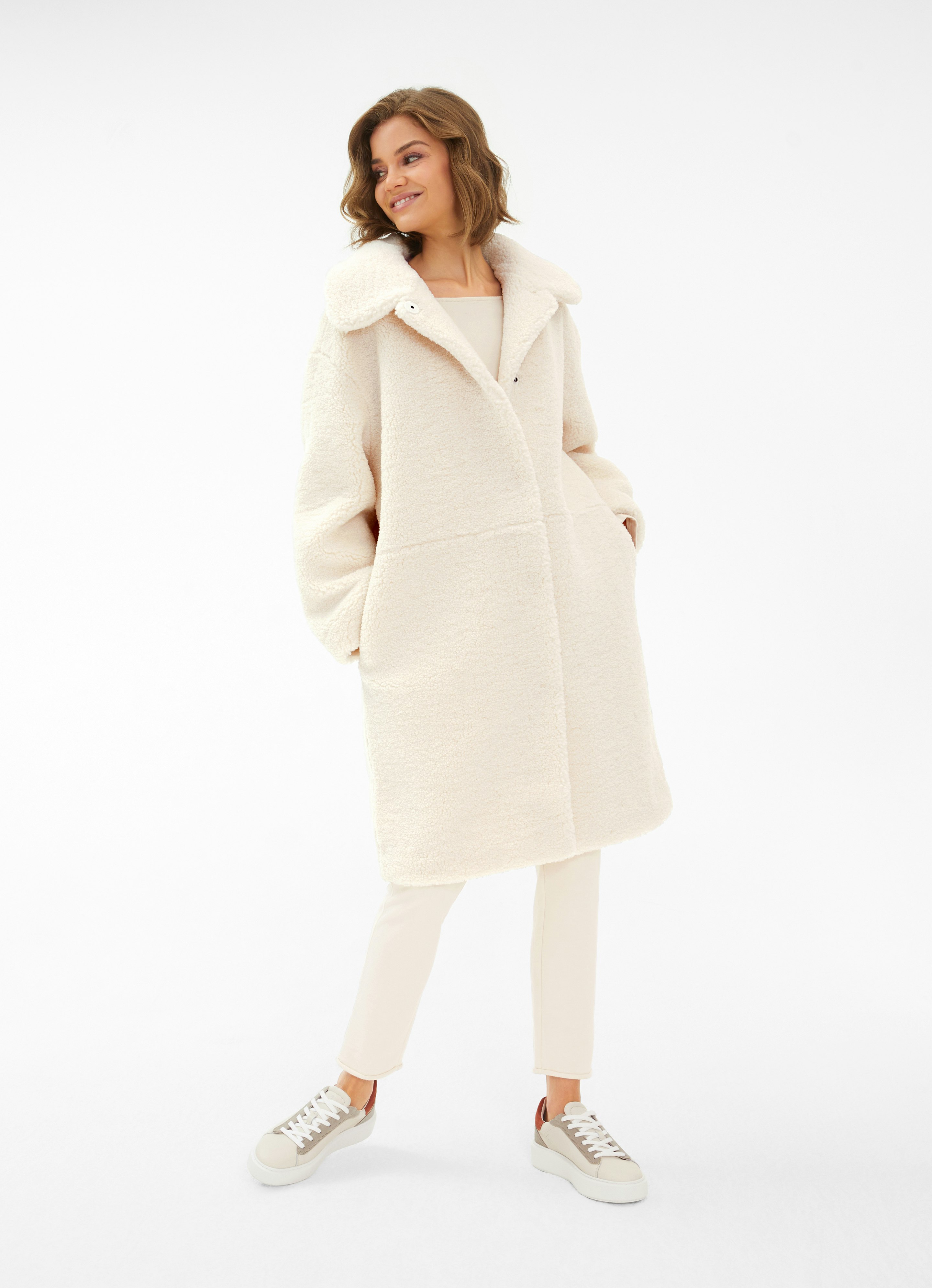 Manteau peluche beige new arrivals