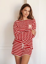 Medium Length Pantalons Monaco Baby Shorts Velvet Striped red-eggshell