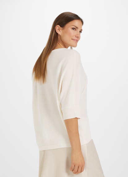 Casual Fit Strick Cashmere Blend - Pullover eggshell