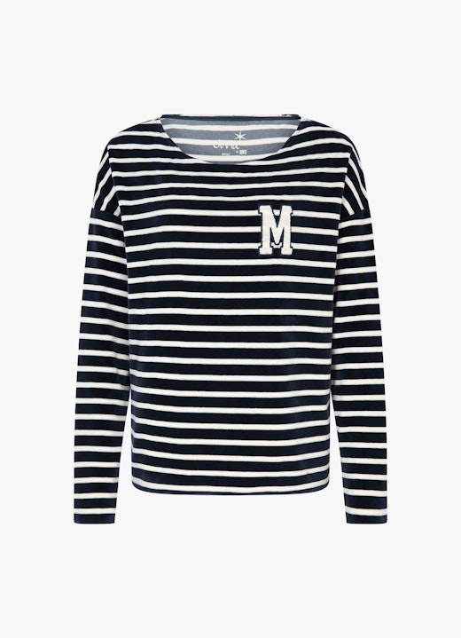 Loose Fit Sweatshirts Monaco Baby Sweater Velvet Striped navy-eggshell