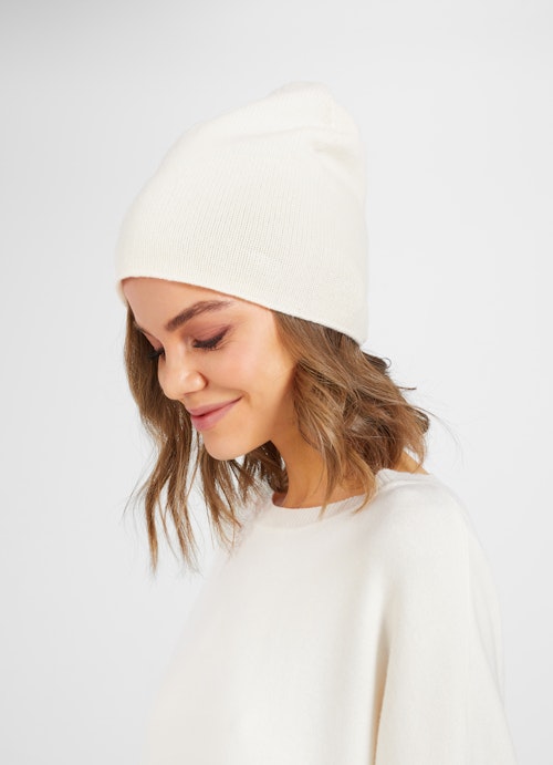 Regular Fit Strick Cashmere Blend - Mütze eggshell