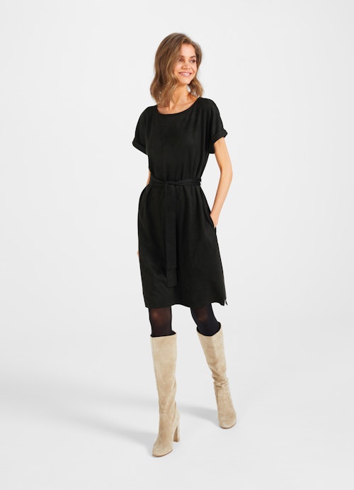 Regular Fit Dresses Tech Velours - Dress black