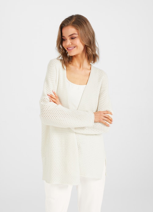 Casual Fit Strick Cashmere Blend - Cardigan eggshell