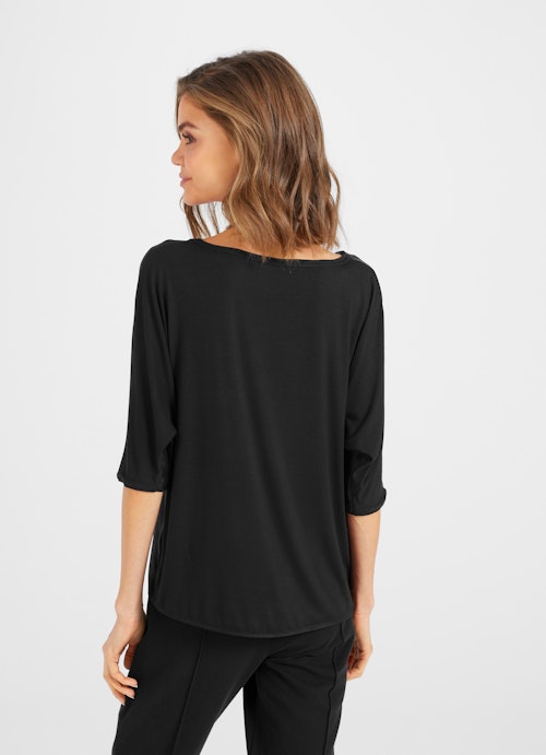 Casual Fit Blouses Silk - Saitin - Blouse black