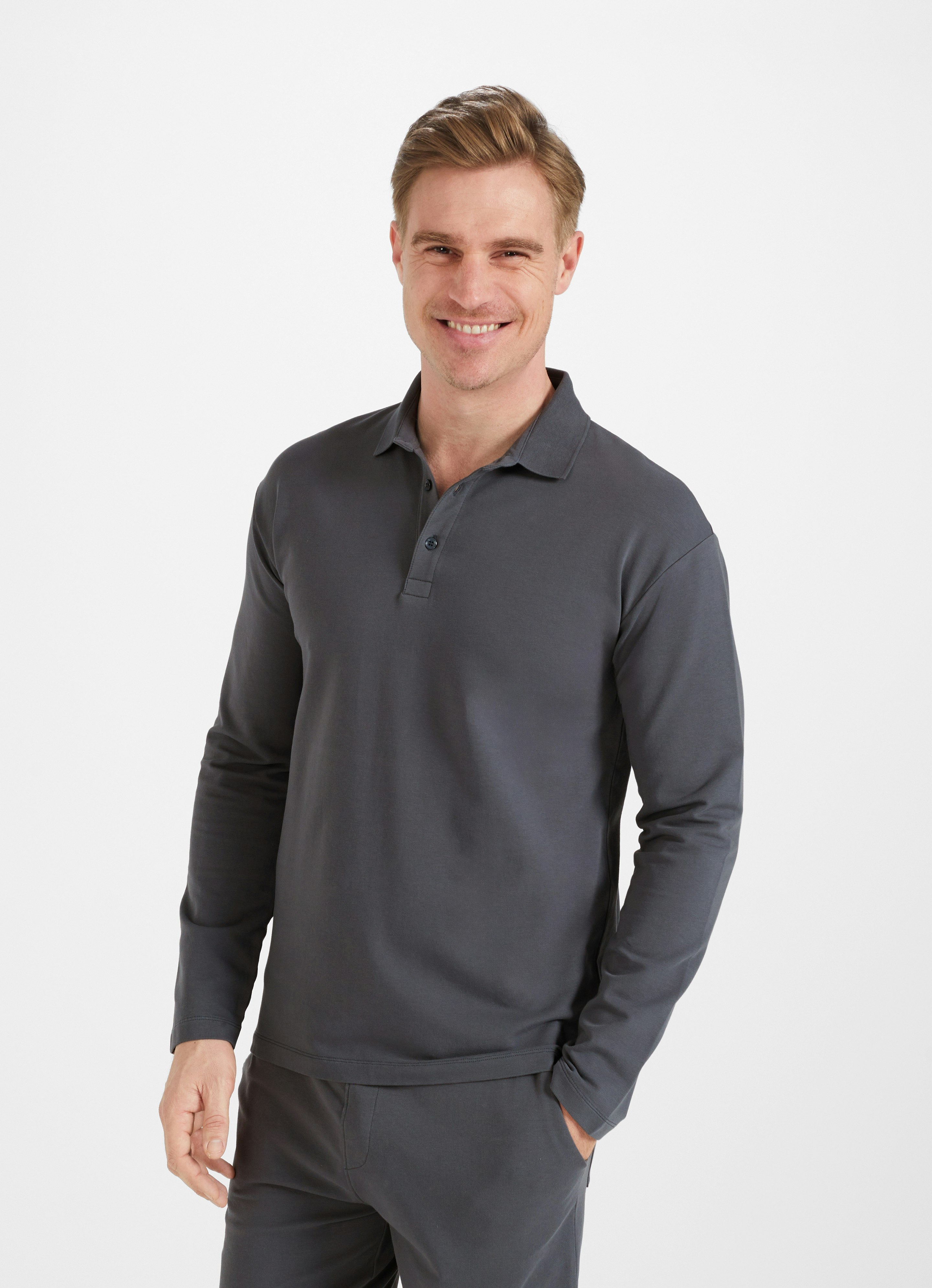 Grey Polo Longsleeve Halvar | Buy Long sleeve tops online at JUVIA