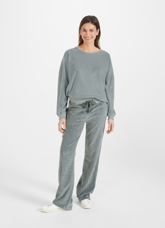 Coupe Wide Leg Fit Pantalons Velours - Sweatpants stormy green