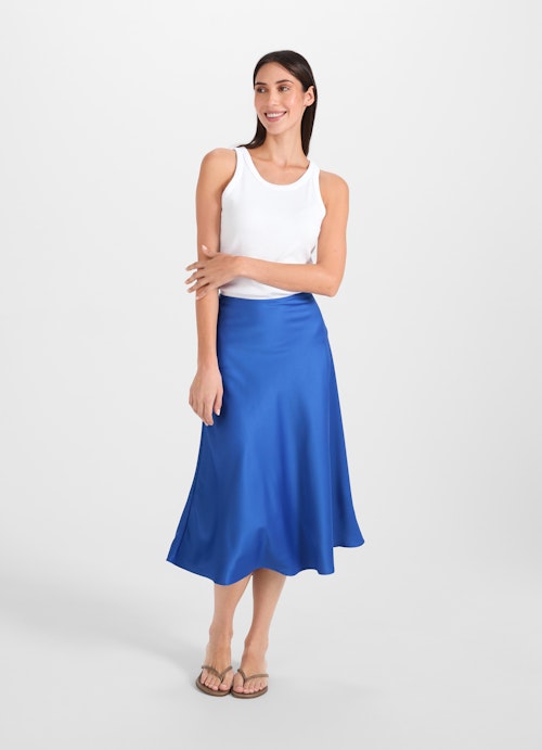 Medium Length Skirts Satin - Skirt french blue