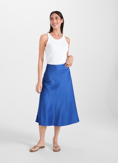 Medium Length Skirts Satin - Skirt french blue