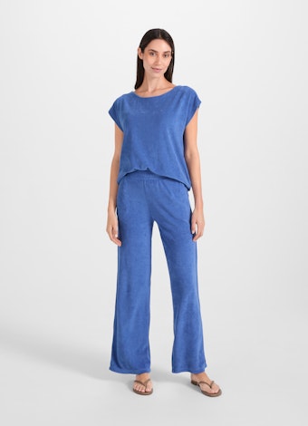Wide Leg Fit Pants Terrycloth - Sweatpants french blue