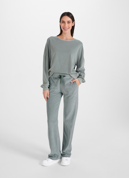 Coupe Wide Leg Fit Pantalons Velours - Sweatpants stormy green