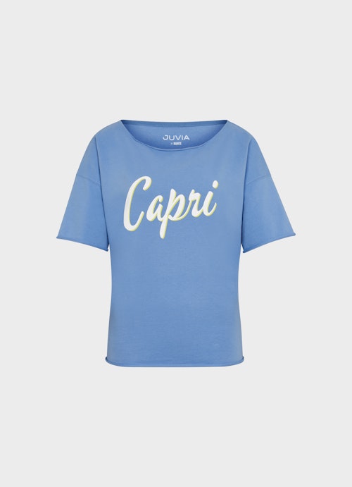 Oversized Fit Sweatshirts Capri Fleece Sweater Shortsleeve cornflower