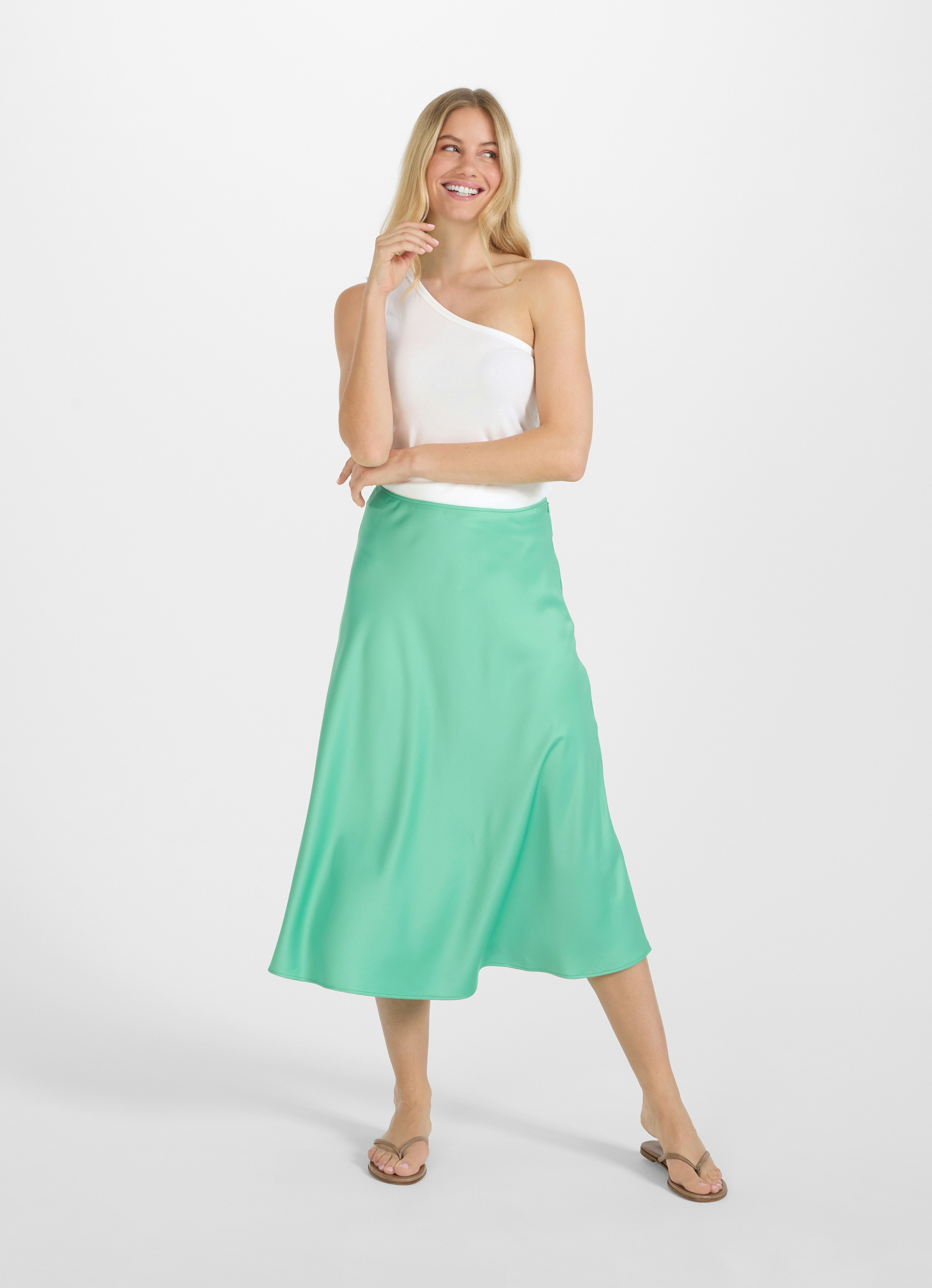 Mid length satin skirts online best sale