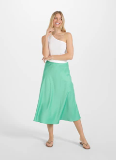 Medium Length Jupes Jupe en satin spring green