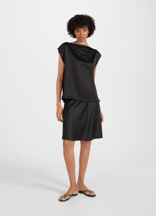 Regular Fit Blouses Satin - Shirt black