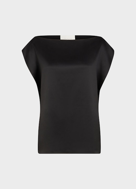 Regular Fit Blouses Satin - Shirt black