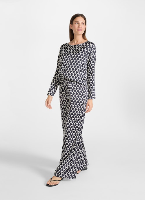 Wide Leg Hosen Satin-Hose navy