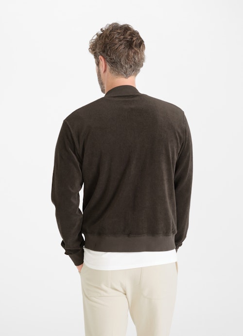 Regular Fit Jackets Terrycloth - Bomber jacket dark chocolate