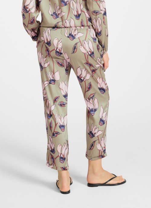 Casual Fit Hosen Viskose Satin - Hose olive