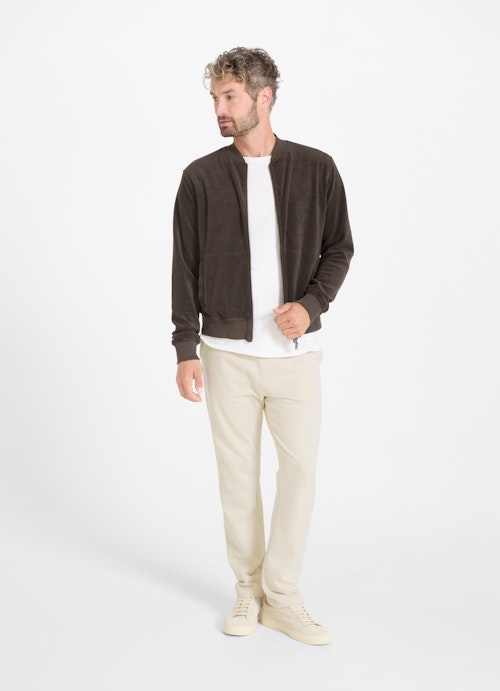 Regular Fit Jackets Terrycloth - Bomber jacket dark chocolate