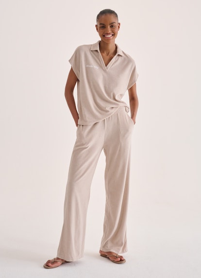 Wide Leg Fit Hosen Frottee - Sweatpants light walnut