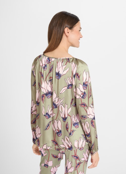 Regular Fit Blusen Satin - Bluse olive