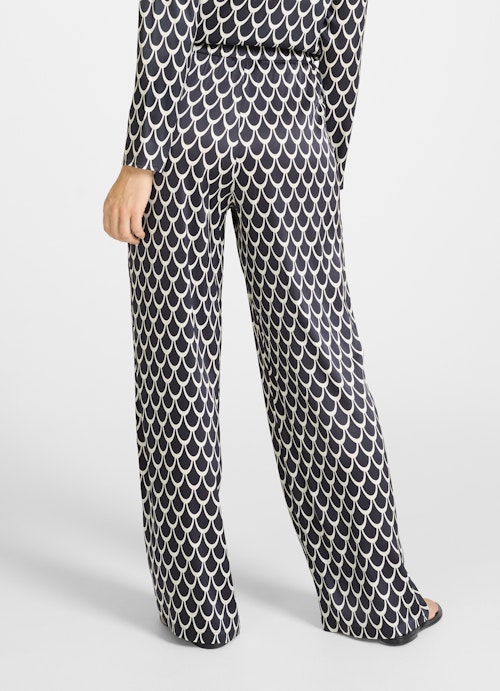 Wide Leg Hosen Satin-Hose navy