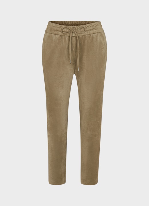 Regular Fit Pants Tech Velours - Trousers olive