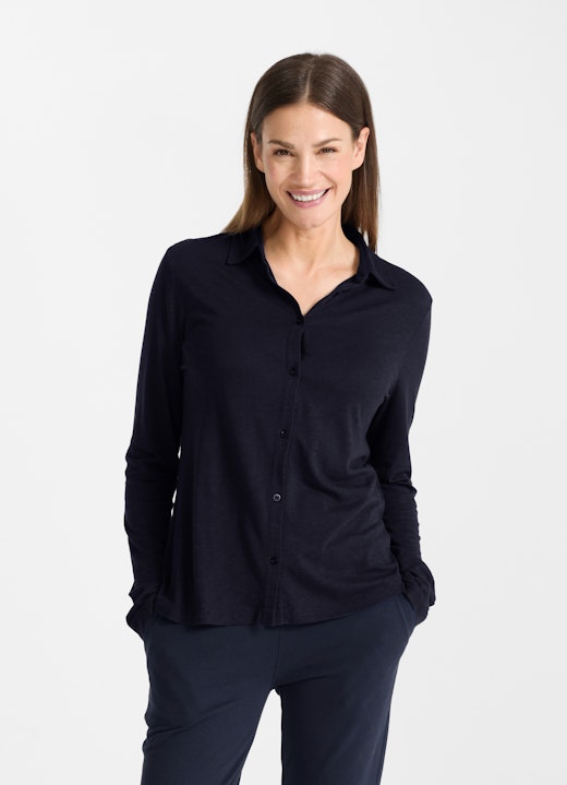 Coupe Regular Fit Chemisiers Blouse en jersey navy