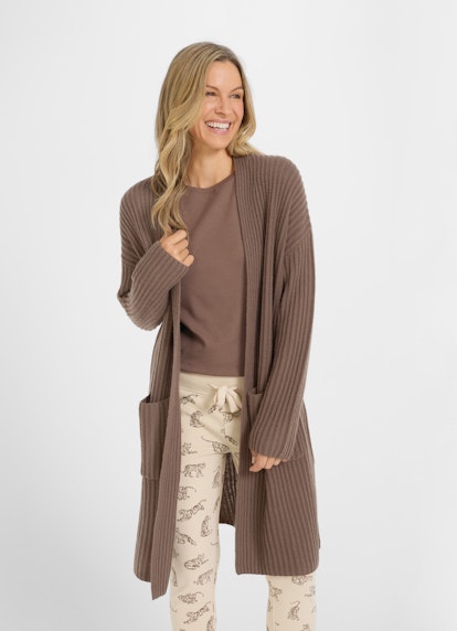 Regular Fit Strick Cashmere Blend - Cardigan cacao