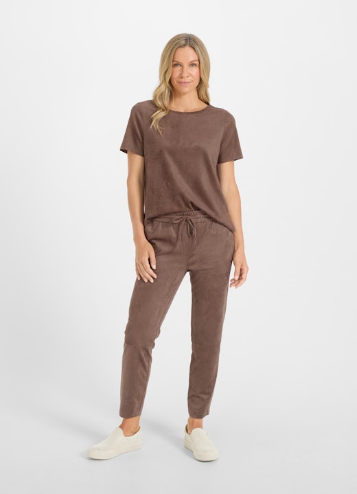 Regular Fit Pants Tech Velours - Trousers cacao