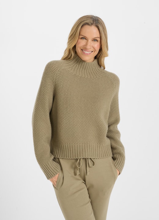 Regular Fit Strick Cashmere Blend Pullover olive