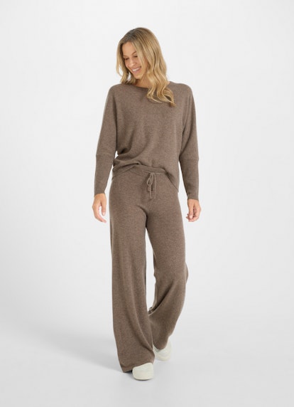 Coupe Regular Fit Pantalons Cashmere Blend - Pantalon en tricot taupe mel.