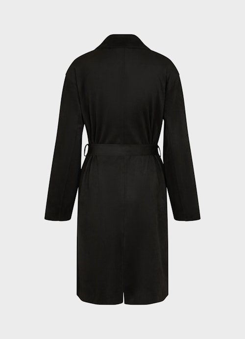 Loose Fit Coats Tech Velours - Trenchcoat black