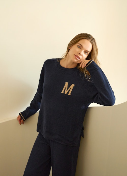 Coupe Regular Fit Maille Monaco Baby Wool Cashmere Sweater navy