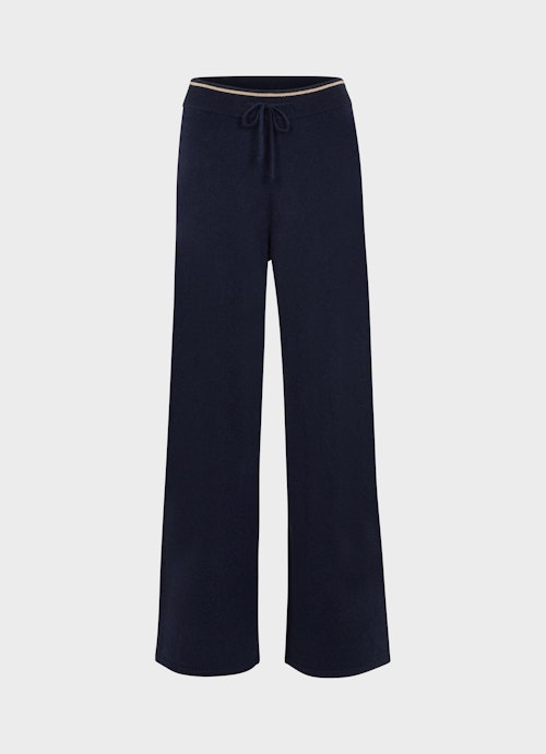 Wide Leg Fit Pants Monaco Baby Wool Cashmere Hose navy