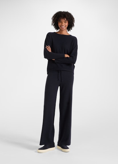 Regular Fit Pants Cashmere Blend - Knitpants navy