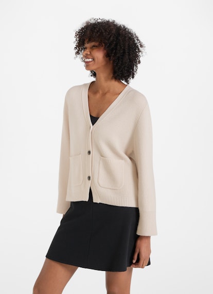 Regular Fit Strick Cashmere Blend - Cardigan almond milk