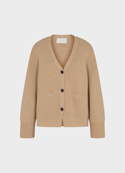 Regular Fit Strick Cashmere Blend - Cardigan camel