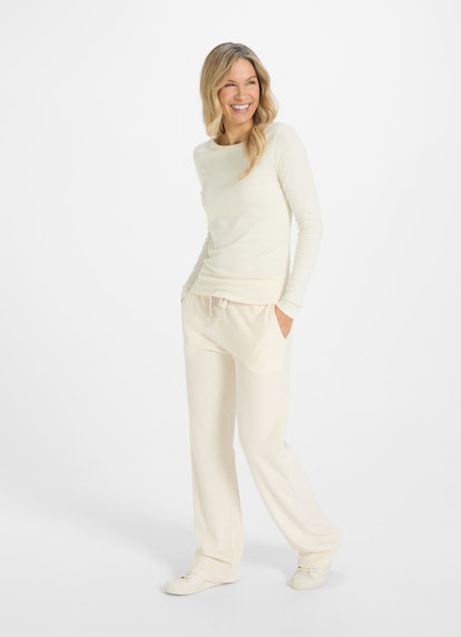 Wide Leg Fit Hosen Samt - Hose eggshell