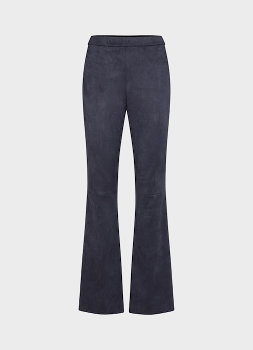 Wide Leg Fit Pants Tech Velours - Bootcut Trousers navy