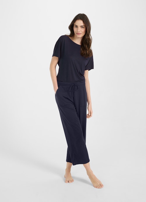 Wide Leg Pants Nightwear - Pants navy