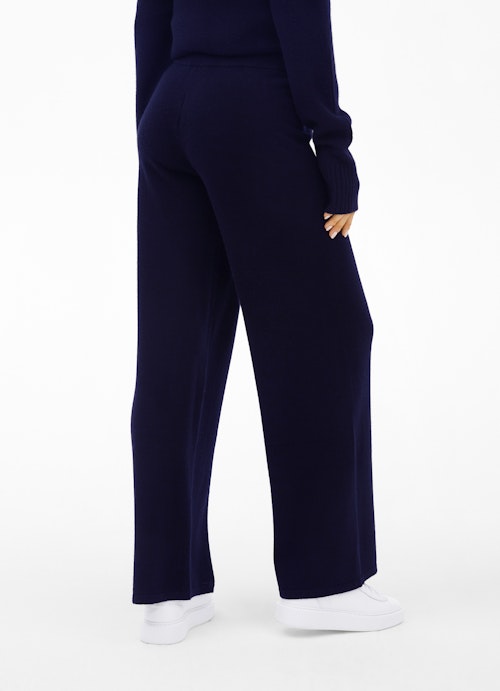 Wide Leg Hosen Cashmere Blend - Strickhose navy