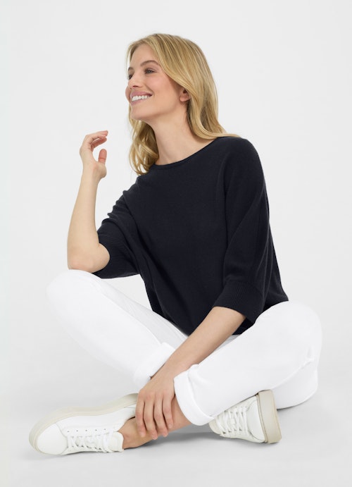 Oversized Fit Knitwear Cashmere Blend - Pullover navy