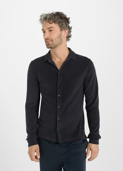 Regular Fit Hemden Frottee - Hemd navy